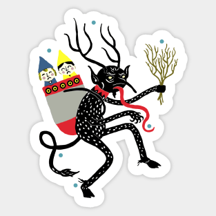 Vintage Old World Krampus Catching Children Sticker